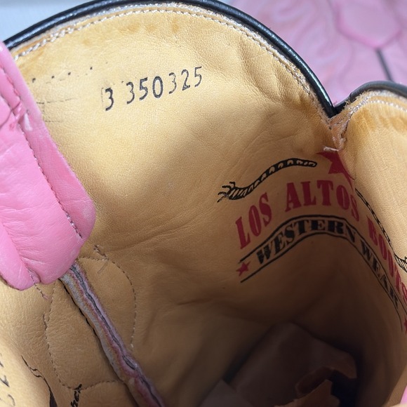 Los Altos Versace Square Toe Ostrich Pink Wide Cowboy Western Boots Size 5 - Picture 9 of 10